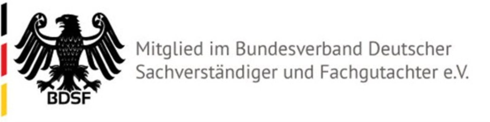 Logo: Mitglied im Bundesverband Deutscher Sachverständiger und Fachgutachter e. V. (BDSF)